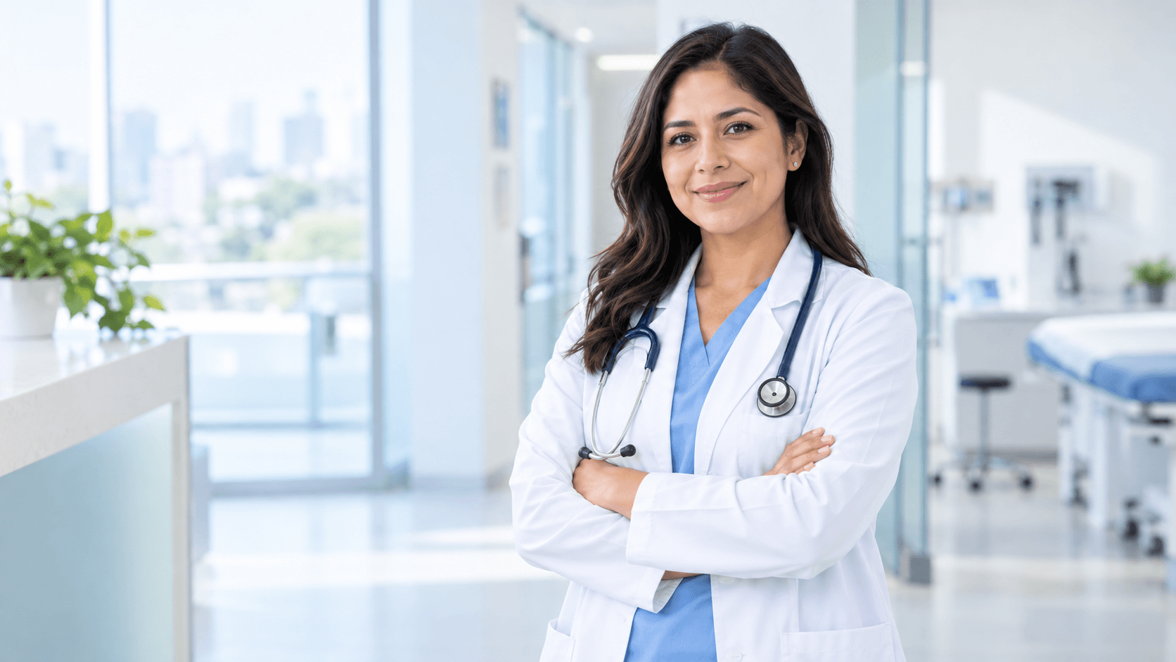 Doctora en una clínica moderna